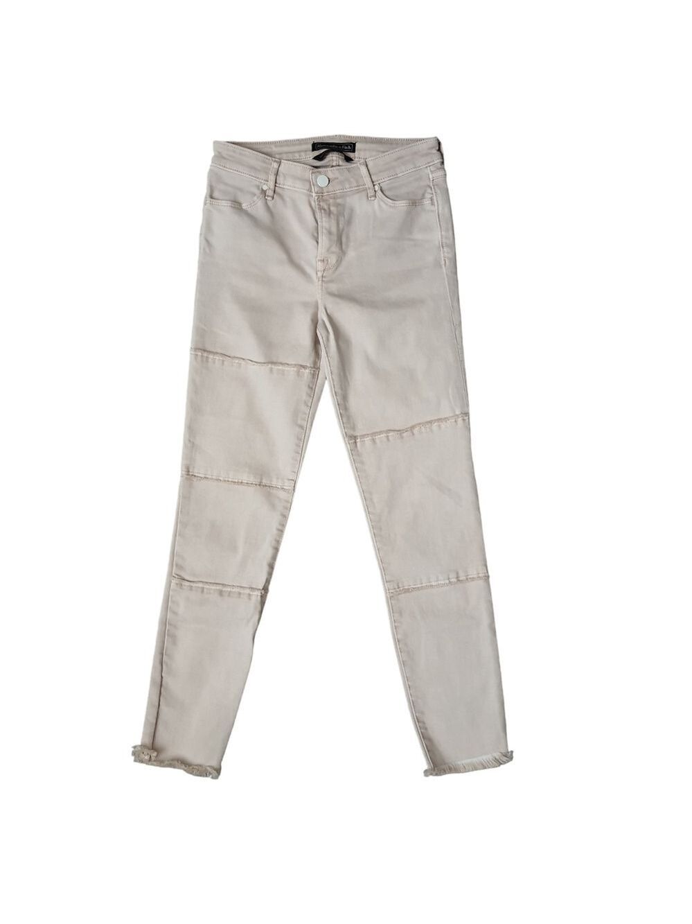 A&F Signature Collection Frayed Hem Stacked Multi-Seam Denim Skinny Jeans